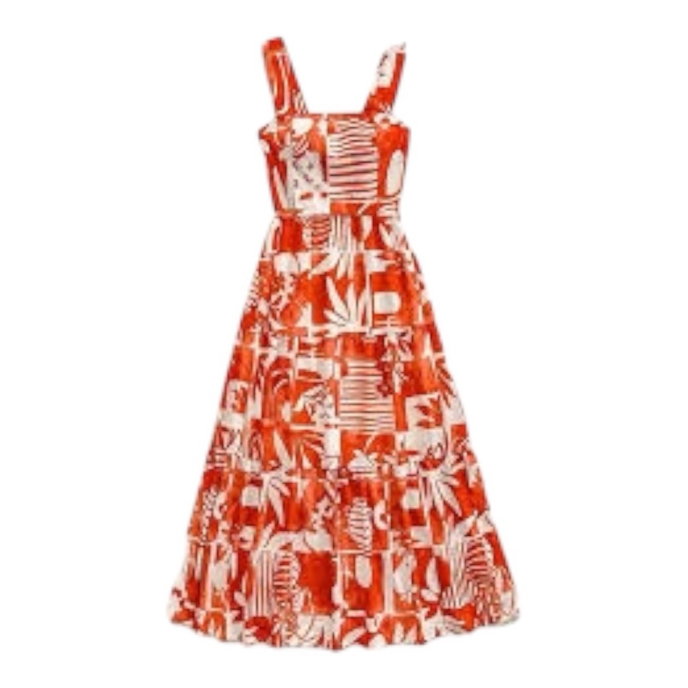 SHEIN Orange Tropical Print Maxi Dress